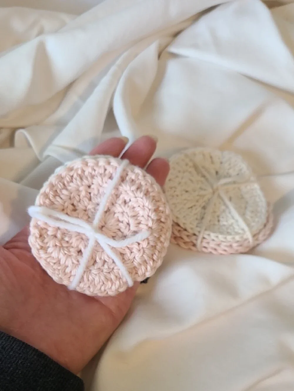 Handmade Crochet Facial Rounds - Pink And White, By Grey Dove Creations, NWOT.